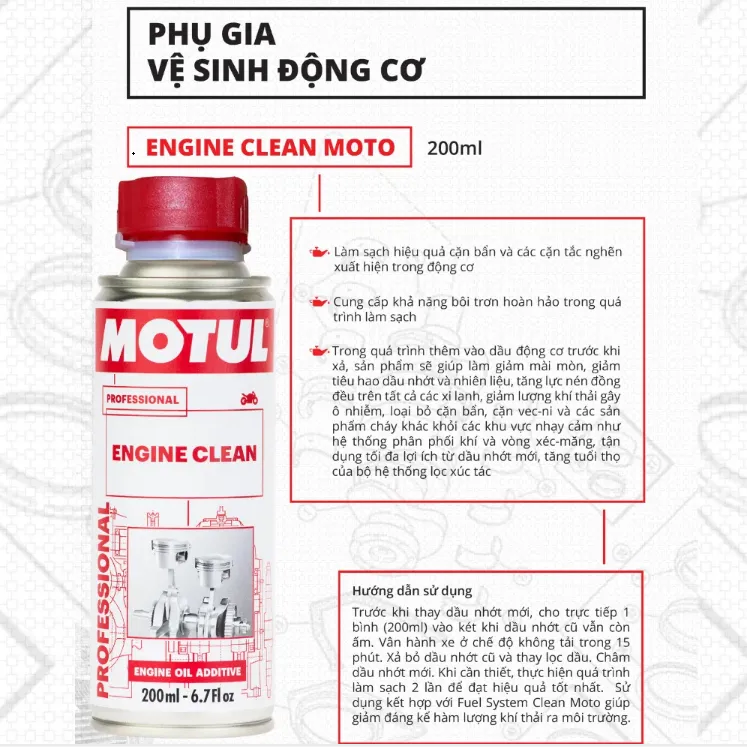 Súc động cơ Motul Engine Clean Moto 200ml (950033)