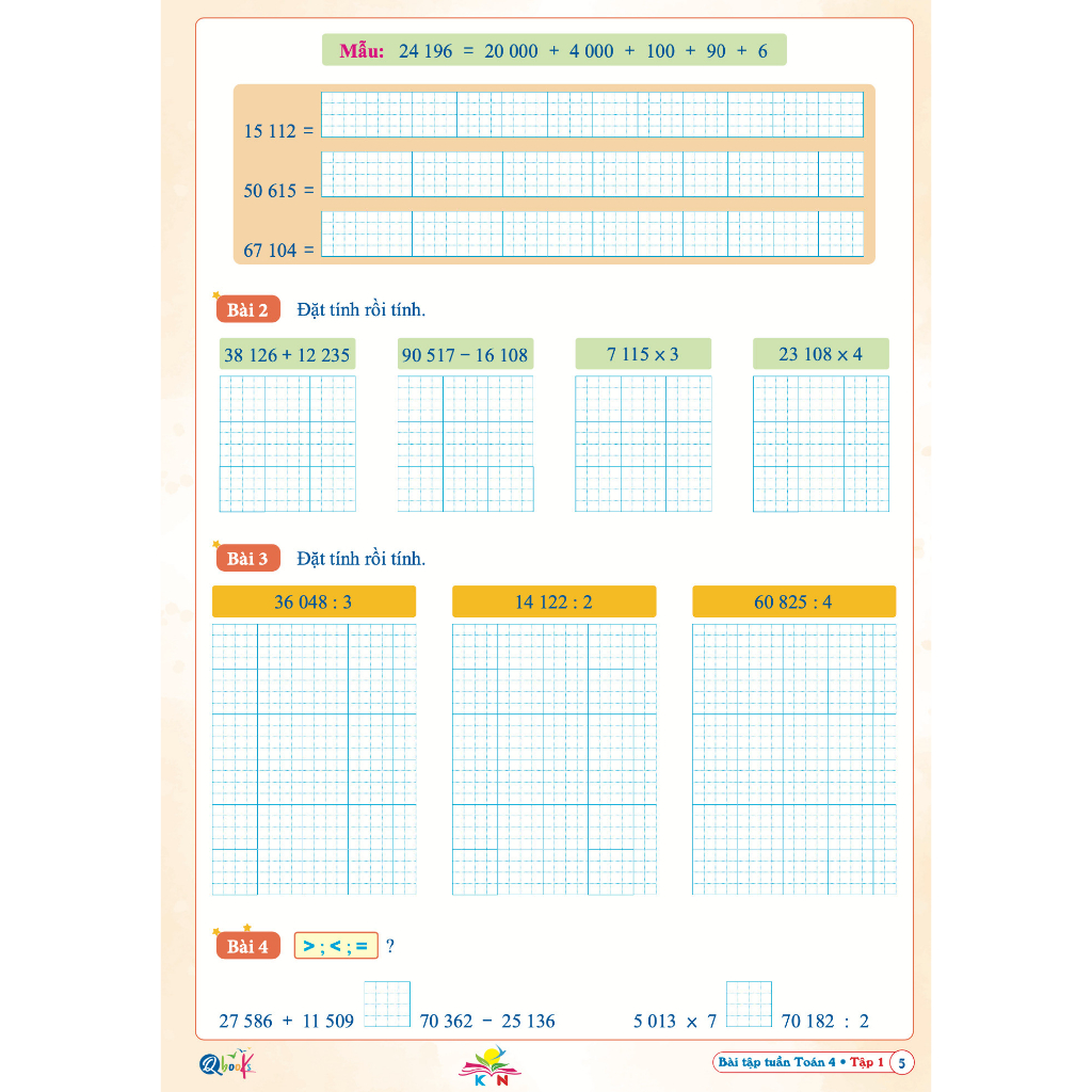 Sách - Bài Tập Tuần Toán 4 - Tập 1 - Có mã QR Video bài giảng