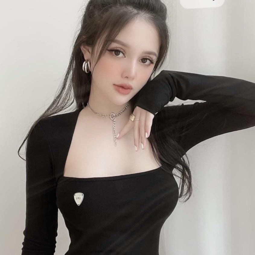Áo thun nữ dài tay body cổ vuông siêu hot tôn dáng dễ mặc