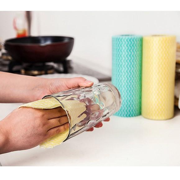 COMBO 3 Cuộn 50 khăn lau đa năng Homeeasy loại to - Khăn giấy vải siêu dai sử dụng nhiều lần, sạch v