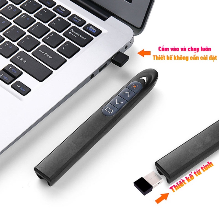 Bút Laser, Bút Trình Chiếu Điều Khiển Từ Xa Essesa Có Đầu USB Kết Nối Với Máy Tính - Hàng chính hãng