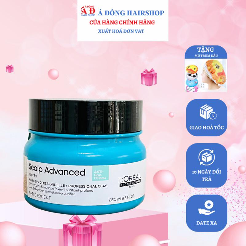 Mặt nạ đất sét giảm bã nhờn cho tóc da đầu dư dầu L'OREAL 2 in 1 Scalp Advanced New 2023