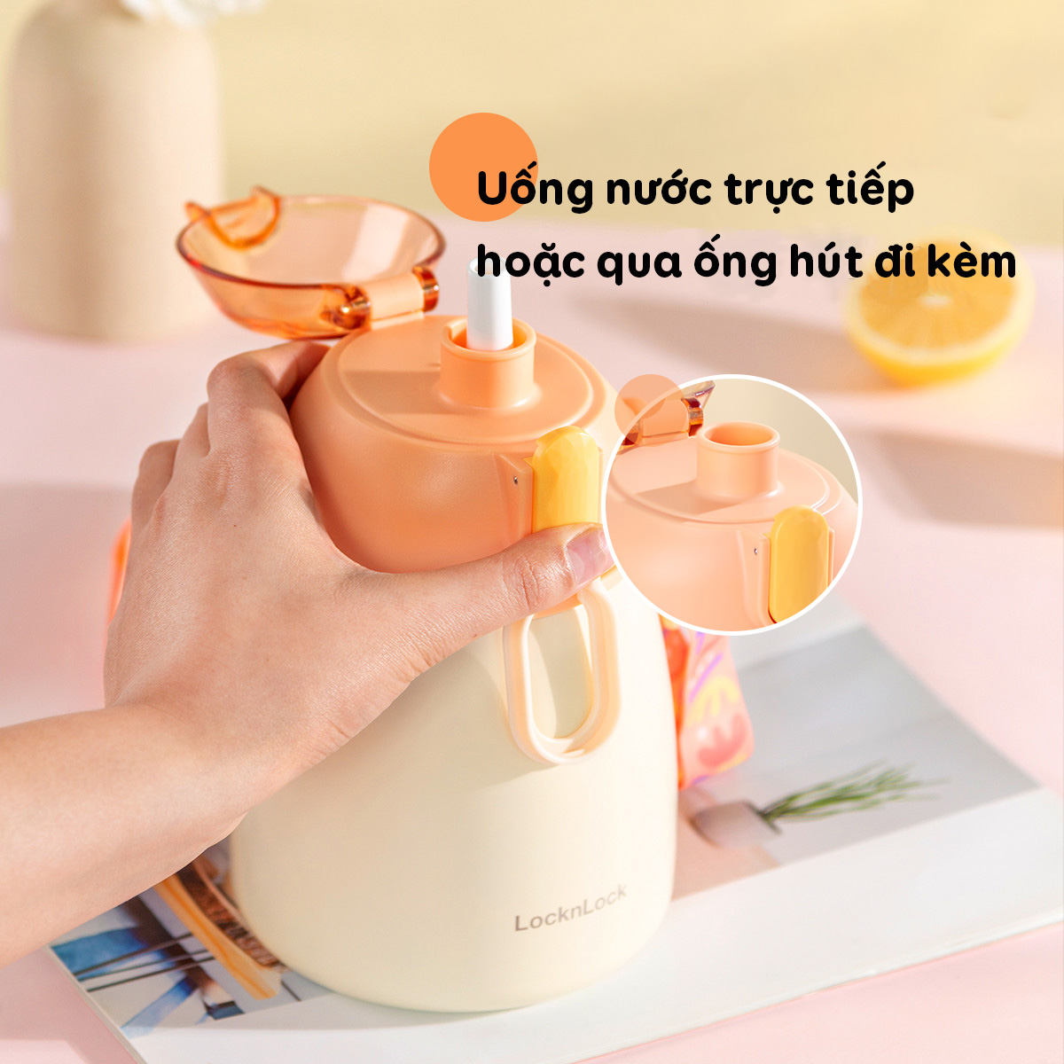 Bình giữ nhiệt LocknLock 1-1.5L LHC3311 LHC3312 - Hàng chính hãng thép không gỉ, nắp bật 1 chạm, có dây deo quai xách tiện lợi - (ĐỘC QUYỀN JOYMALL)