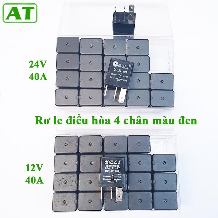 Hộp 20 Relay, Rơ Le Điều Hòa Ô Tô 4 Chân 12V hoặc 24V 40A Màu Đen