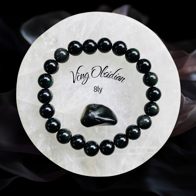Vòng Obsidian 8mm, 10mm, 12mm, 14mm, 16mm - Vòng phong thủy trừ tà, hộ mệnh, vòng tay đá núi lửa tự nhiên