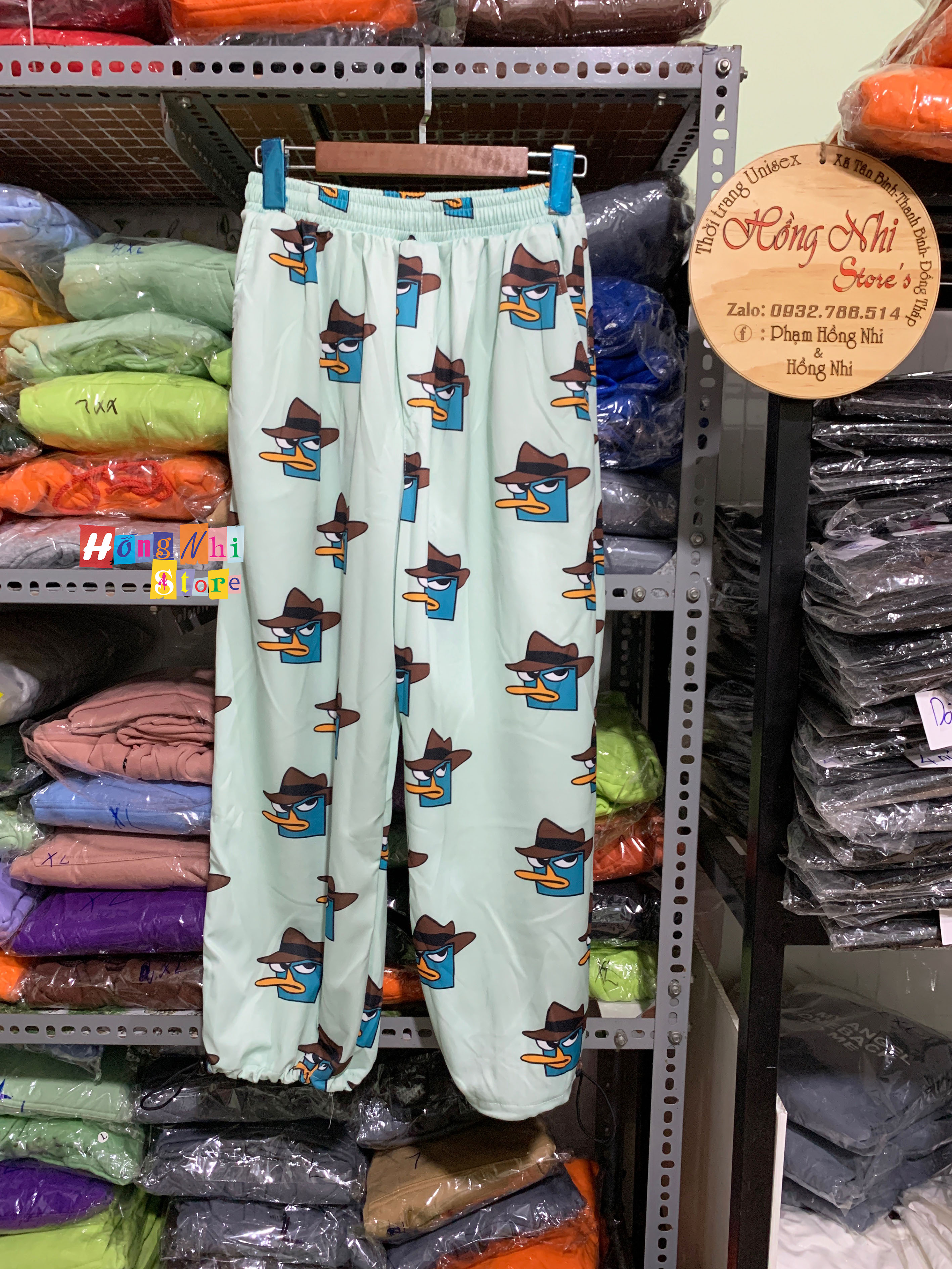 Quần Hoạt Hình Dài Dây Rút Lai Vịt Perry Cartoon Pant Oversize Ulzzang Unisex - MM