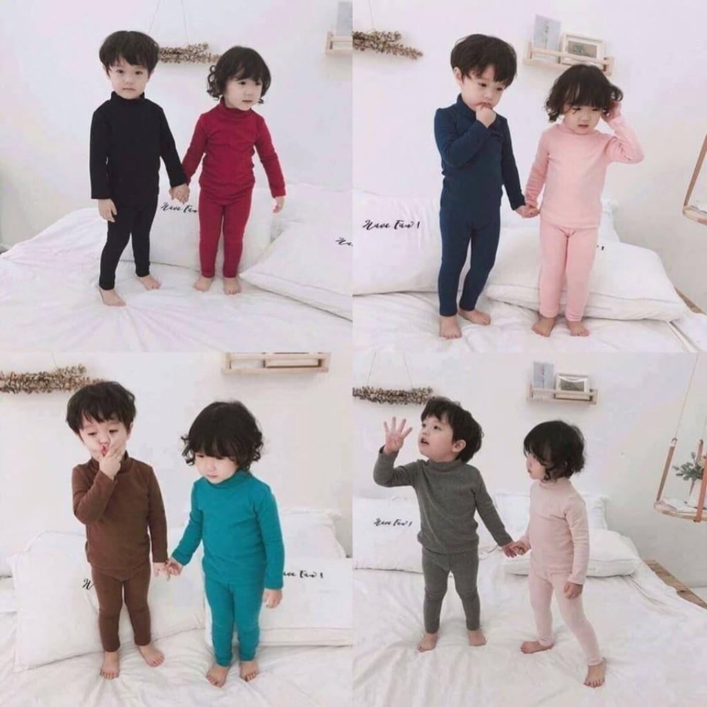 Bộ Cổ 3 Phân Cho Bé Bộ Thu Đông Dài Tay Cho Bé Trai Bé Gái Thiết kế Cổ Cao Giữ Ấm Tốt Cho Bé Khi Ngủ