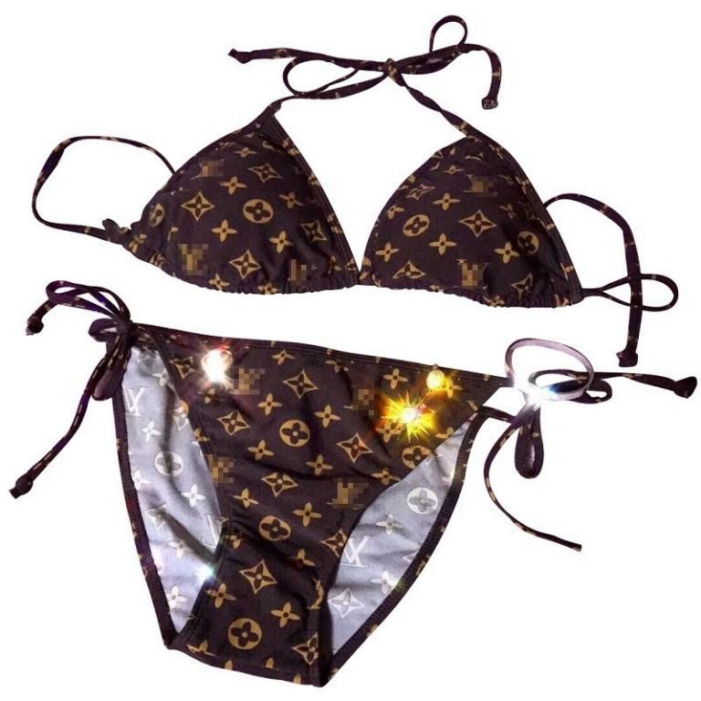 freeship Bikini sexy nâu tam giác hai mảnh cá tính vintage họa tiết siêu đẹp ( Hàng loại 1)