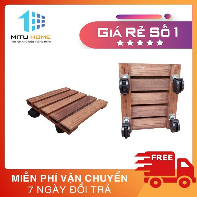 ĐẾ GỖ VUÔNG LÓT CHẬU ĐA NĂNG - CÓ GẮN BÁNH XE, TẢI TRỌNG 80KG