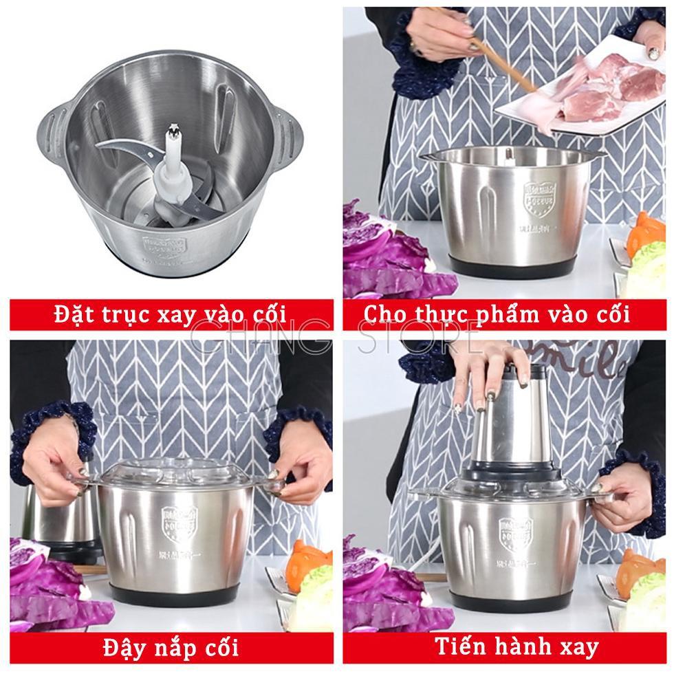 MÁY XAY THỊT ĐA NĂNG, CỐI XAY RAU CỦ, XAY THỊT, LƯỠI K INOX 304 2L Công Suất 250W