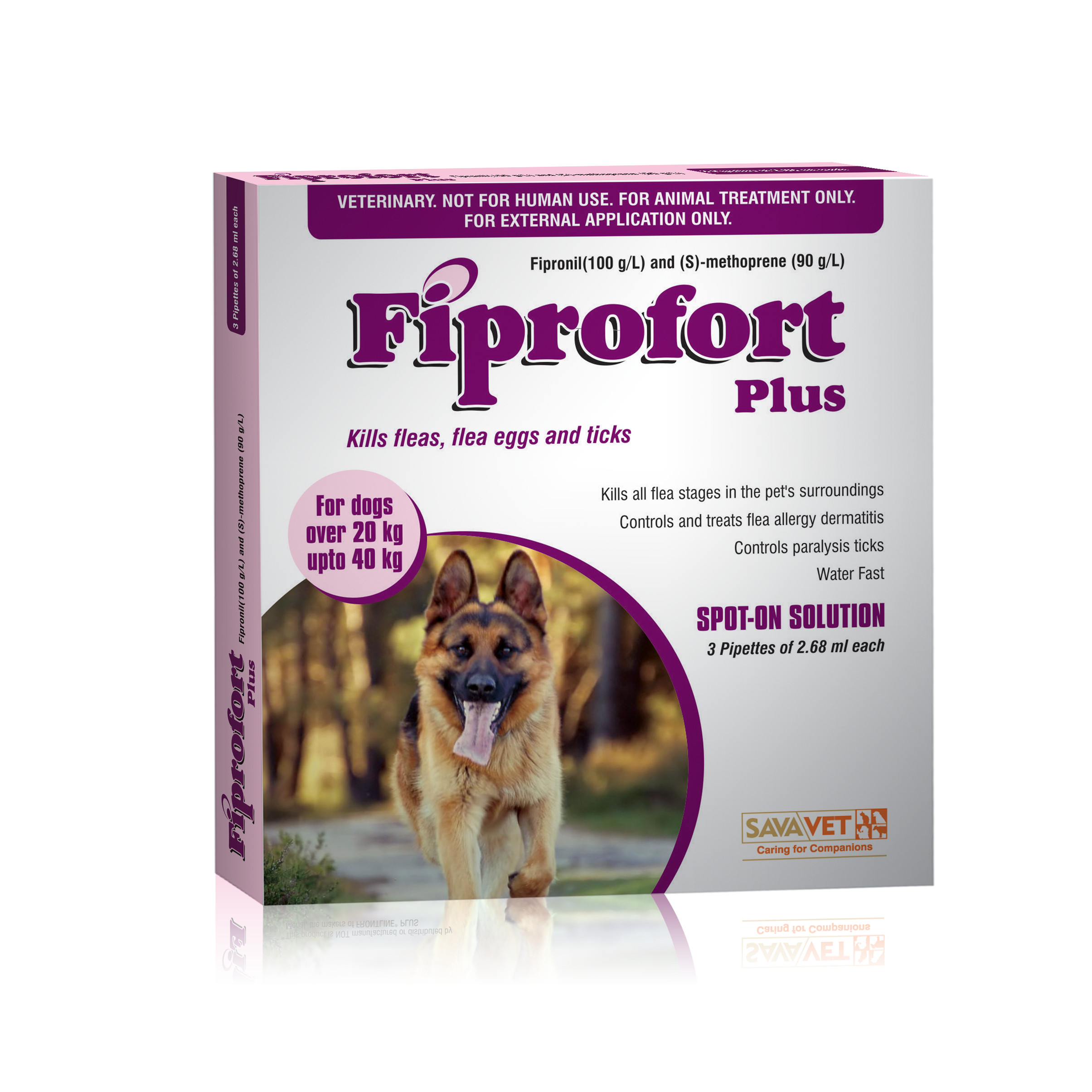 Fiprofort Plus - Sản phẩm nhỏ gáy diệt bọ chét, ve chó cho chó từ 20-40kg (Hộp 3 tuýp)