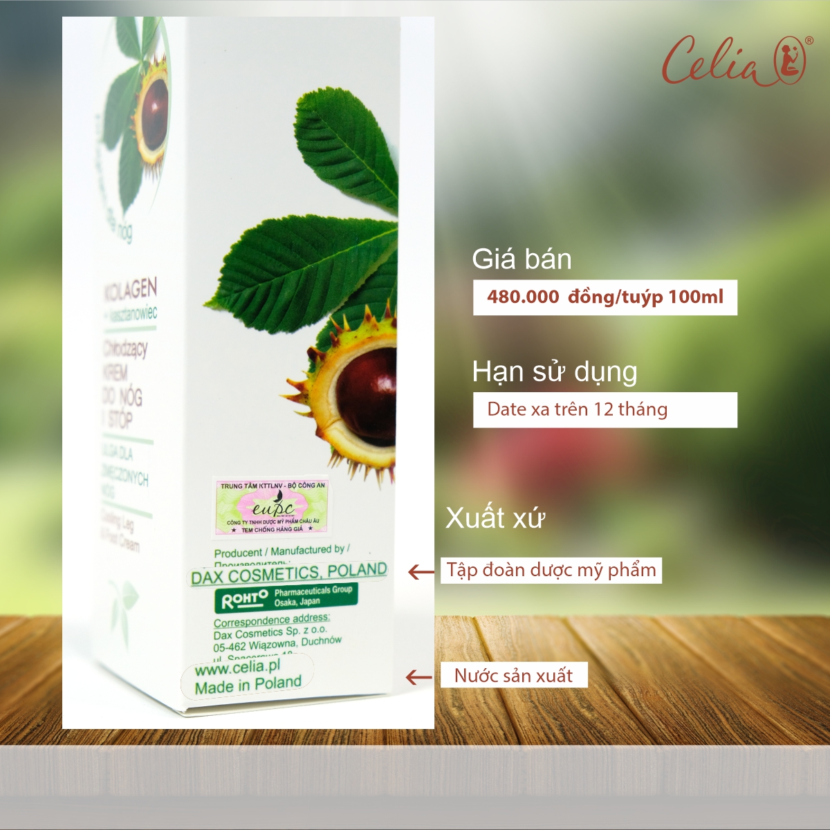 Kem thoa giãn tĩnh mạch chân  Celia (100ml)