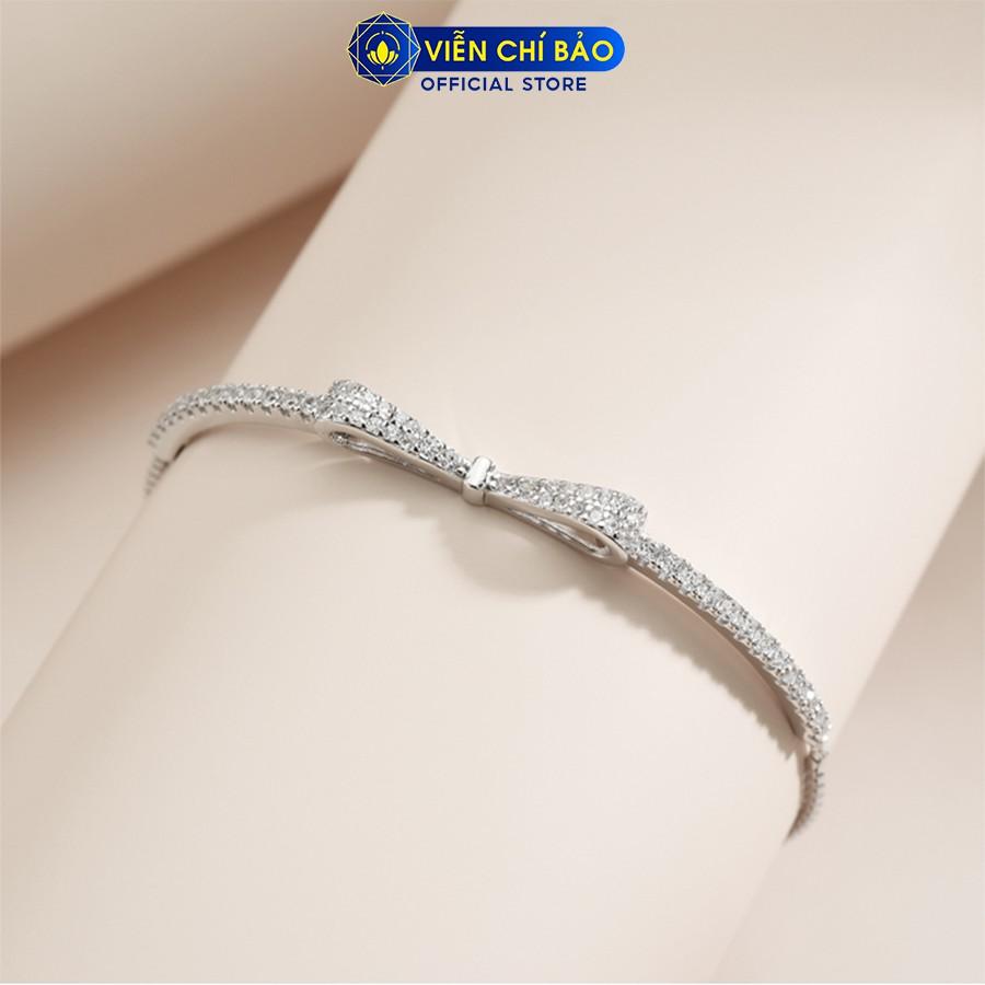 Lắc tay bạc nữ nơ đính đá lấp lánh chất liệu bạc 925 thời trang phụ kiện trang sức nữ Viễn Chí Bảo L400701
