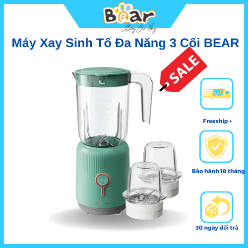 Máy Xay Sinh Tố Đa Năng 3 Cối BEAR Xay Thịt, Xay Đồ Khô, Xay Đồ Ăn Dặm Công Suất Lớn BL-B10V2- Hàng chính hãng