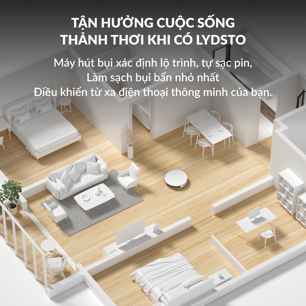 Robot hut bụi lau nhà thông minh Lydsto G2D lực hút 3000Pa diện tích hoạt động 200m2 - Hàng chính hãng