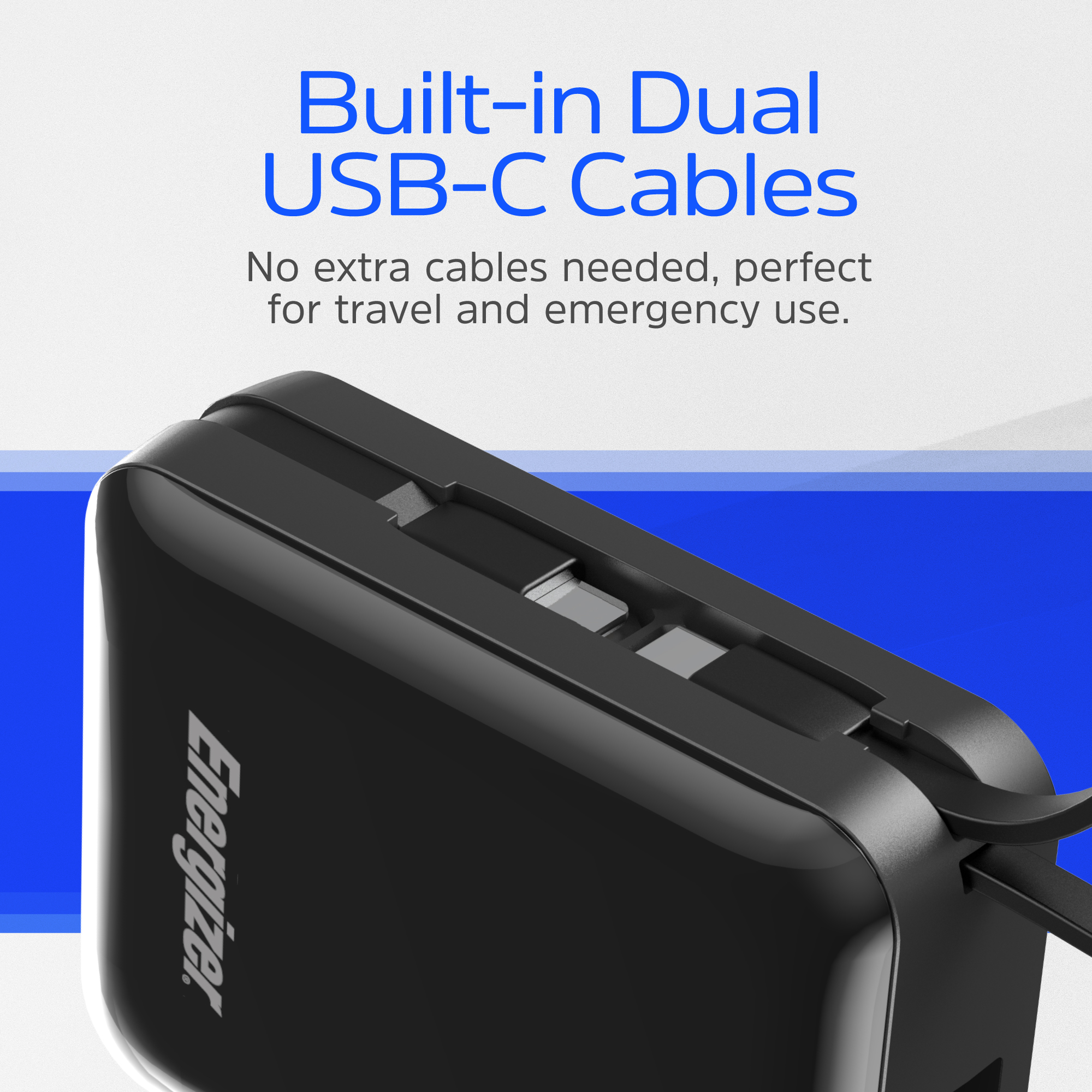 Sạc dự phòng Energizer 20,000mAh sạc nhanh 35W, sạc cùng lúc 3 thiết bị, tích hợp 2 dây type C - Hàng chính hãng