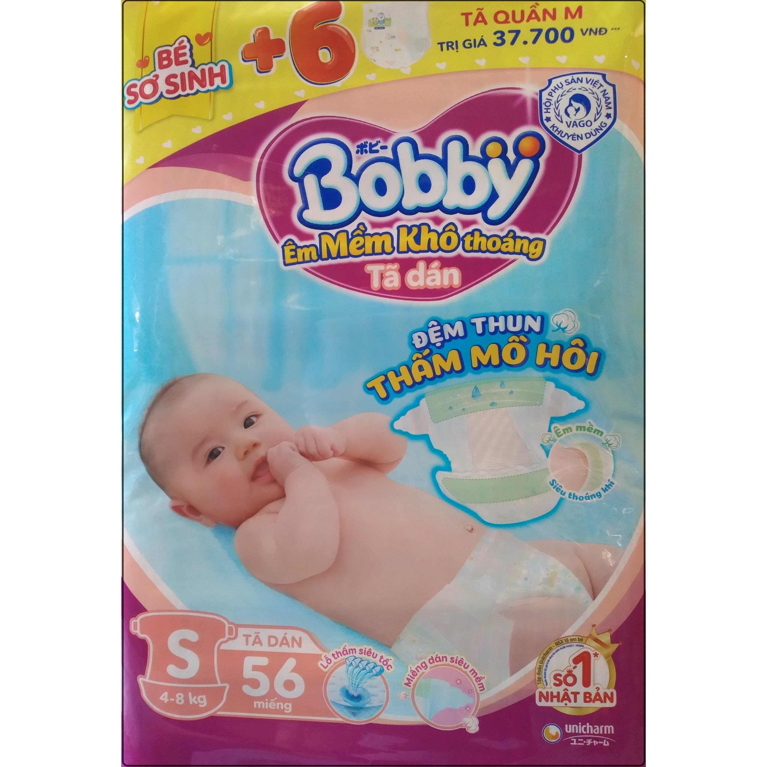 BOBBY TẢ DÁN S56 (TẶNG 6 MIẾNG TẢ QUẦN SIZE M)