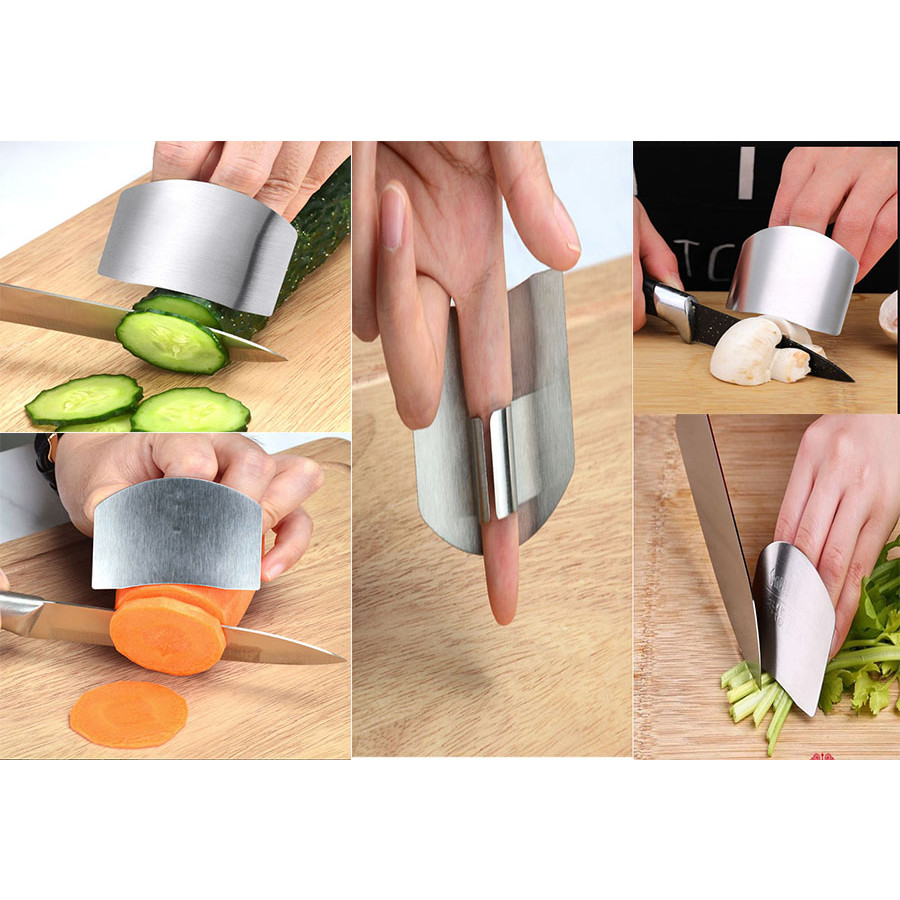 Miếng inox xỏ ngón bảo vệ ngón tay, chống đứt tay khi thái, cắt lát thực phẩm khi vào bếp