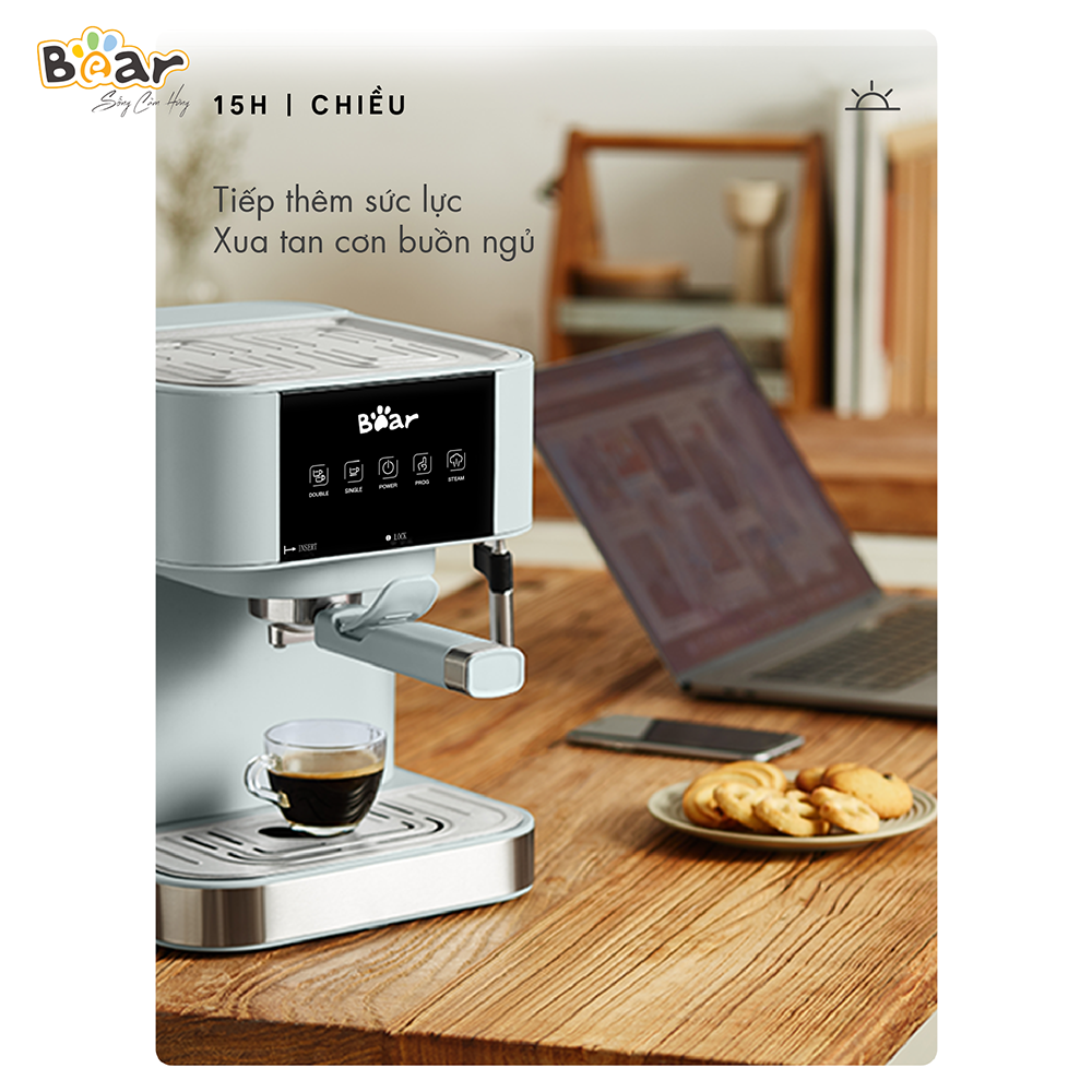 [Hàng Chính Hãng]Máy Pha Cà phê Tự Động Bear CF- B15V1. Pha Espresso, Americano, Cappuccino, Mocha, Latte – Xanh nhạt