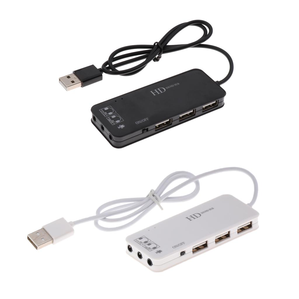 USB 2.0 Hub TO 3-Port USB 2.0 Splitter& 7.1CH Mic/Headset Sound Card Adapter