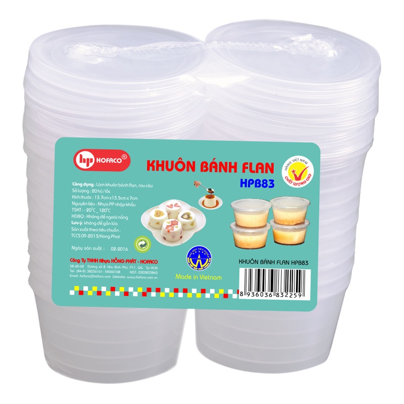 Bộ 20 cái khuôn làm bánh flan nhựa Hofaco HPB83