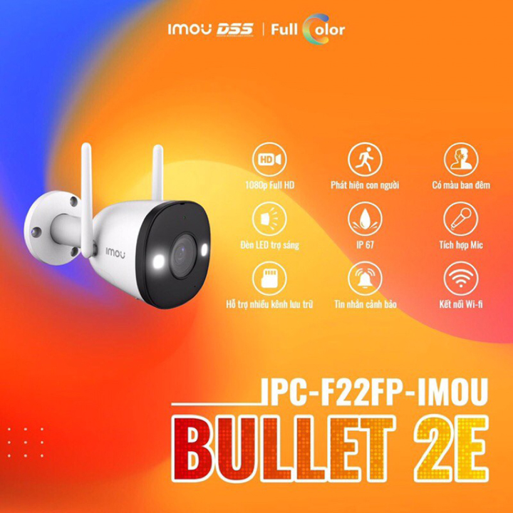 Camera IP Wifi FullColor 1080P lắp ngoài trời Imou IPC-F22FP hàng chính hãng DSS Việt Nam