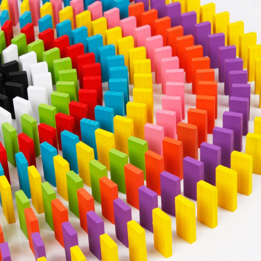 Đồ chơi gỗ bộ Domino sắc màu cầu vồng