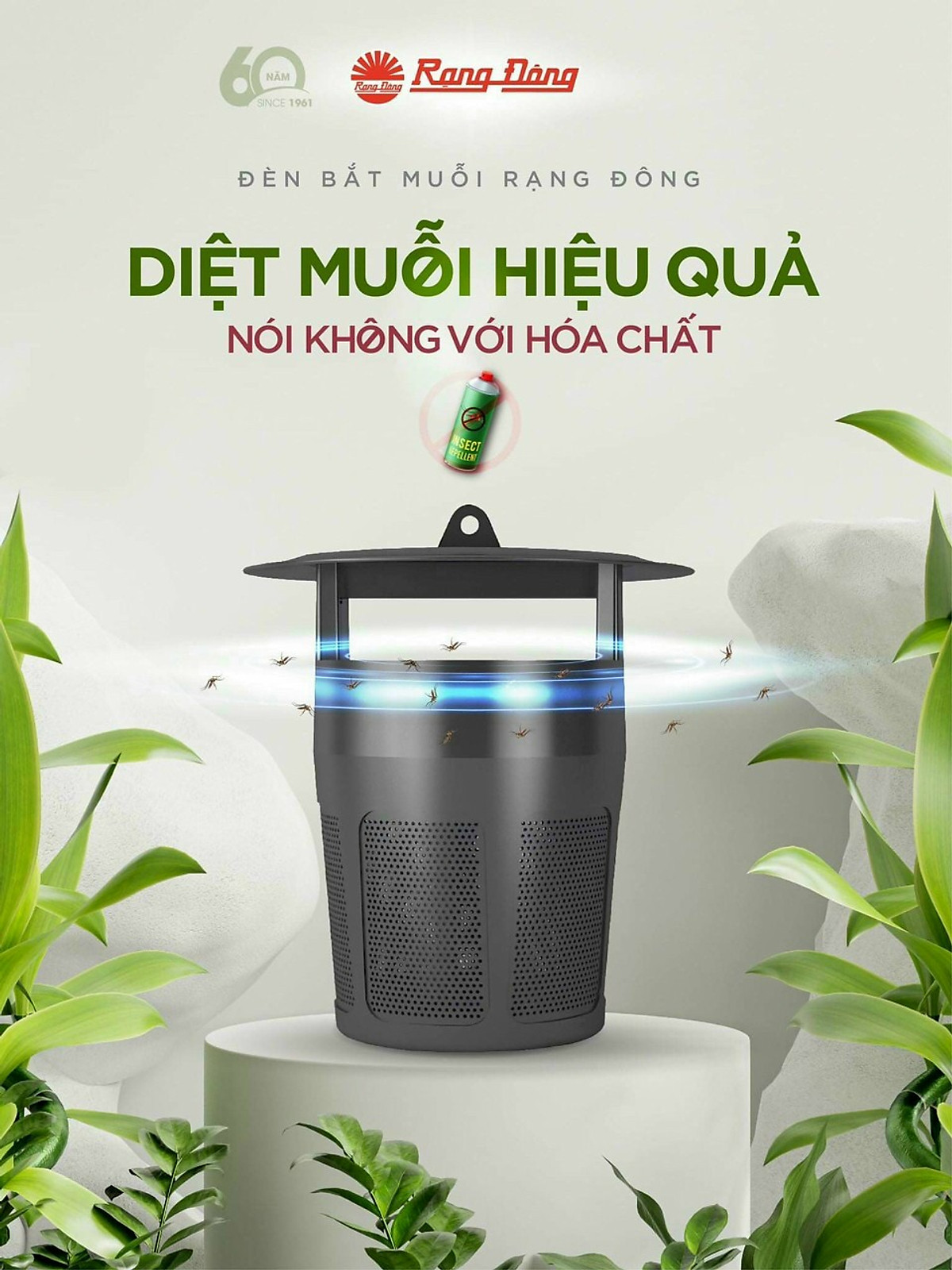 Đèn bắt muỗi thông minh Rạng Đông chính hãng Model: DBM01 5W tiện ích, hạn chế tiếng ồn, sản phẩm TOP của năm. Giá gốc tận xưởng