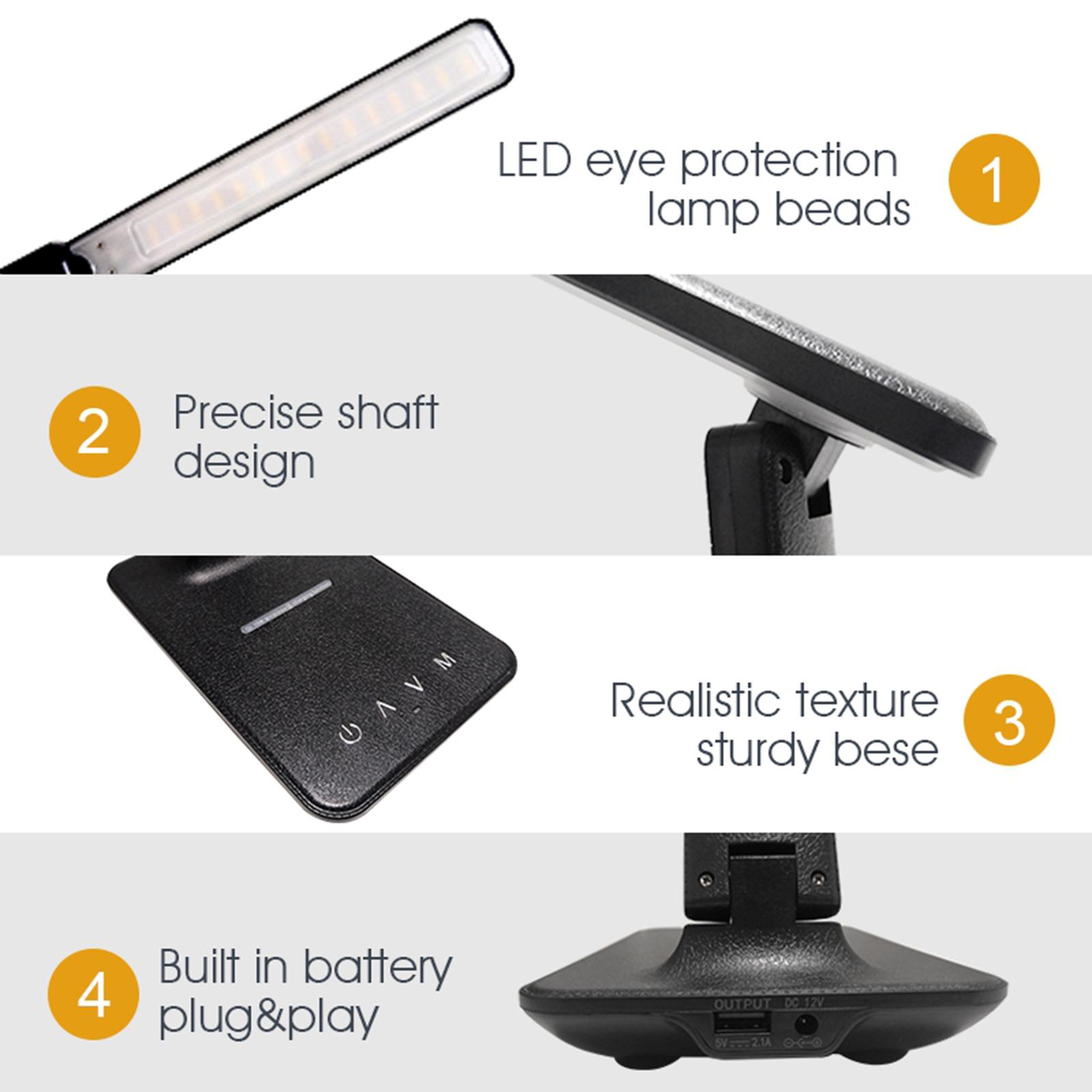 QI Wireless Charging LED Desk Lamp with Calendar Temperature Clock LCD Display Eye Protect Reading Light Table Lamp