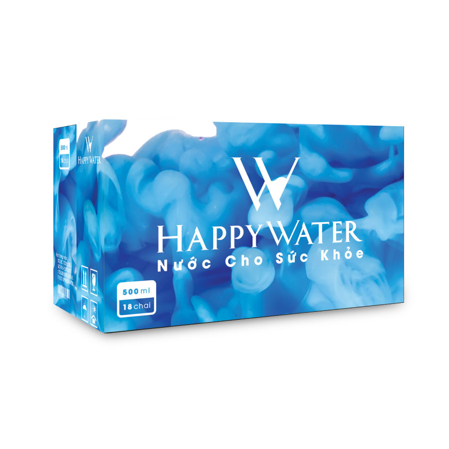 Thùng nước tinh khiết Happy Water 500ml Thùng 18 chai