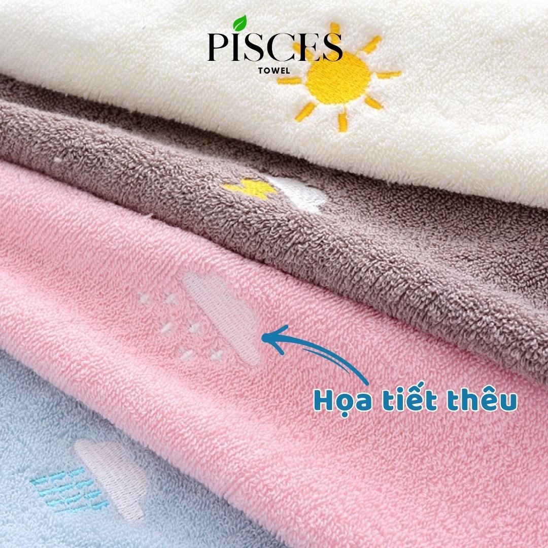 Khăn Mặt PISCES TOWEL 35x75cm Thêu Hình Thời Tiết Cotton Mềm Mại, Khăn Spa Yoga Gym Thể Thao Thấm Hút Mồ Hôi - Nâu, Nâu