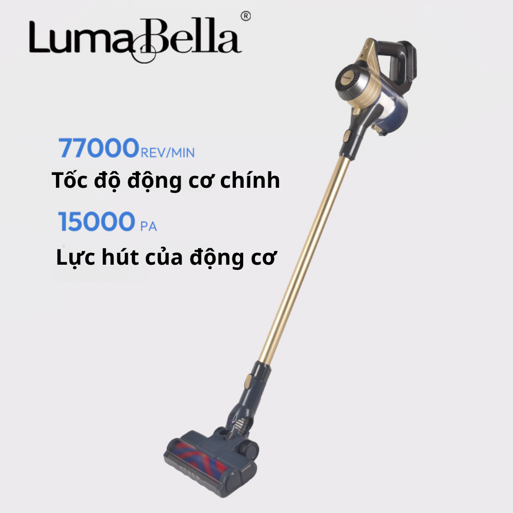 Máy hút bụi cầm tay công suất cao 3000W, SẠC PIN KHÔNG DÂY 2200mAh lực hút mạnh mẽ hút mọi bụi bẩn Lumabella LB-63010 - HÀNG CHÍNH HÃNG