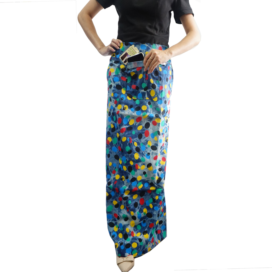 Váy Chống Nắng Xẻ Tà Chất Liệu Jean Họa Tiết