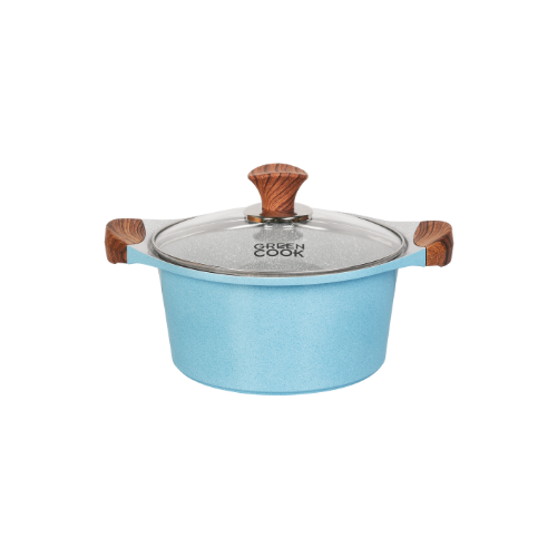 Nồi đúc men đá xanh Sapphire tay cầm chống bỏng 18-20-24cm Green Cook GCS09-20IH - Dùng cho mọi loại bếp - Gian hàng chính hãng greencook