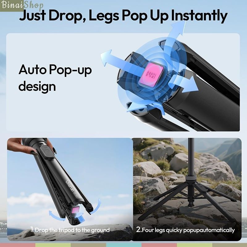 Ulanzi MT-85 - Tripod MagSafe 150cm, Auto Open, Xoay 360° Và Bluetooth Remote Thông Minh Cho Điện Thoại - Hàng chính hãng