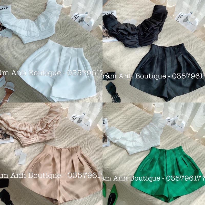 Áo trễ vai gấm tapta, sang chảnh