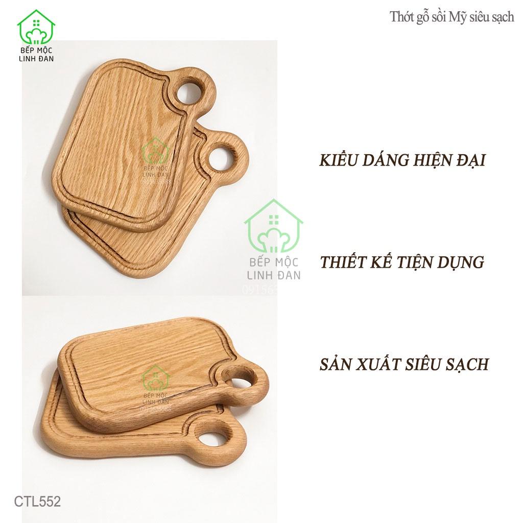 Khay Gỗ Sồi Mỹ HAHANCO [CTL552] Decor Đồ Ăn Bền Đẹp (16,5cm x 22cm)