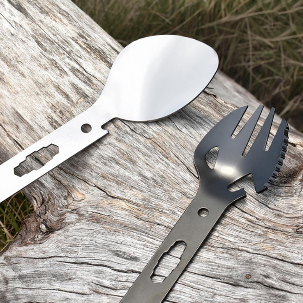 8-in-1 Multipurpose Camping Spoon Fork Spork  Bottle Can Opener