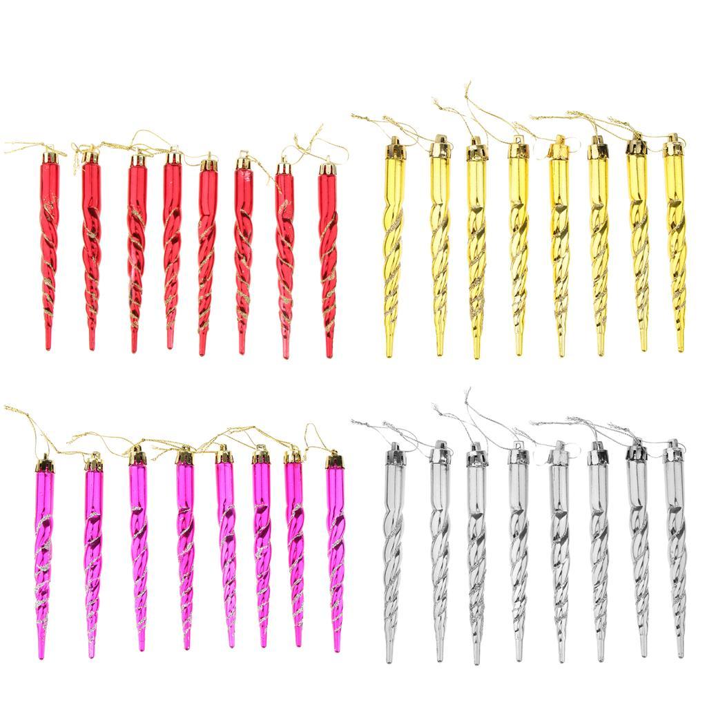 Christmas tree decoration Plastic Column Hanging Ornament Set of 8