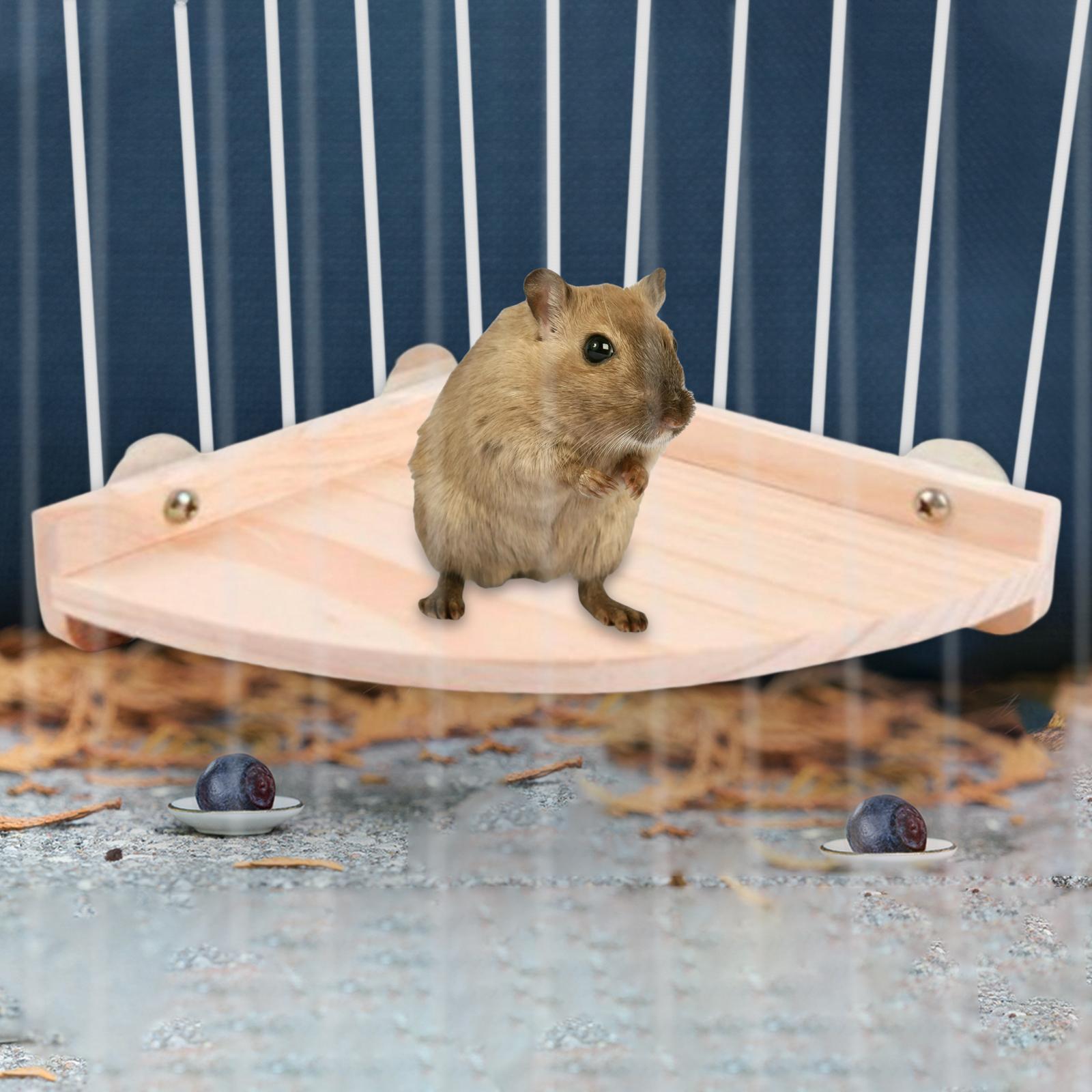 Hamster Cage Corner Platform Wooden Stand Chinchilla Small Animal Parrot