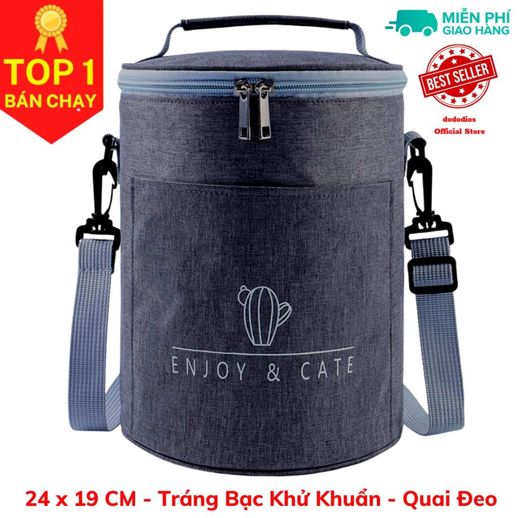 túi đựng hộp cơm giữ nhiệt tráng bạc diệt khuẩn - 24x17cm - có quai đeo - chính hãng dododios