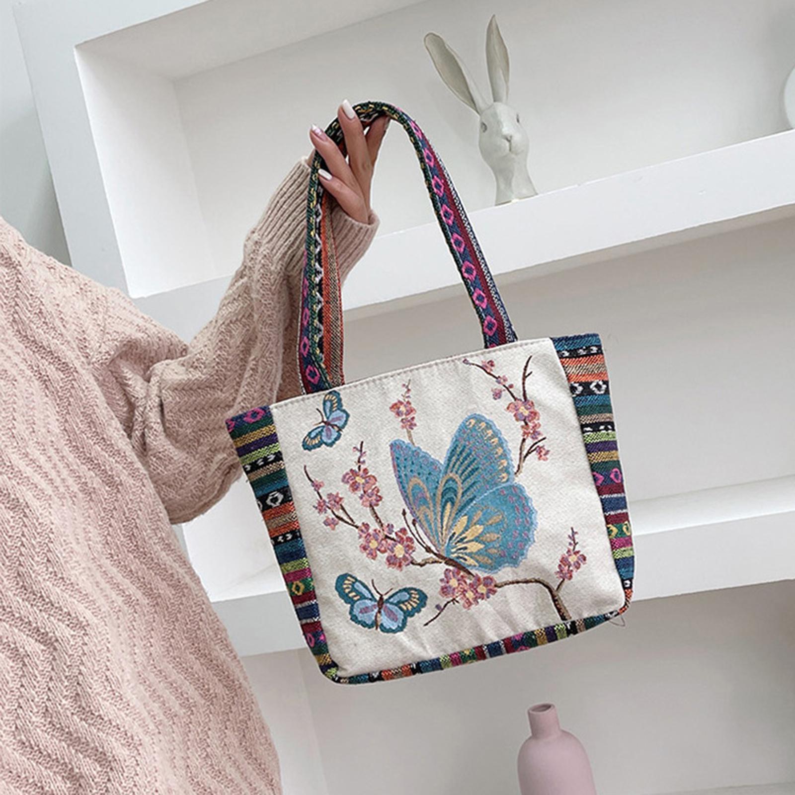 Womens Embroidery Shoulder Bag Fashion Lady Casual Travel Bag Pouch for Work Party