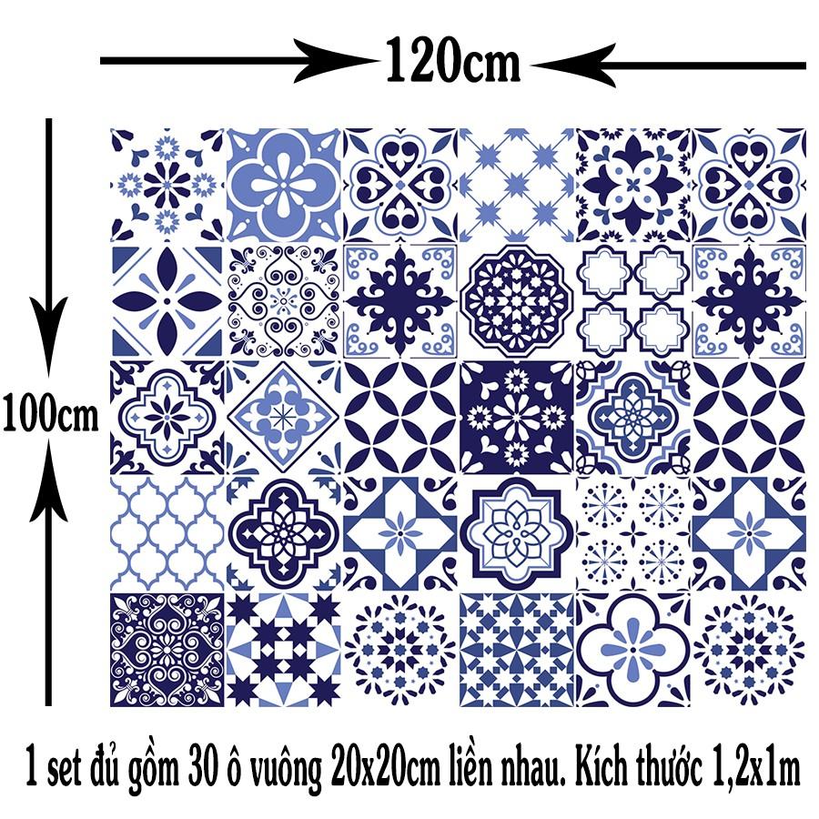 Decal Gạch Bông C31 - Set 30 ô 20x20cm - Decal Dán tường, Dán bếp, Trang trí nhà cửa