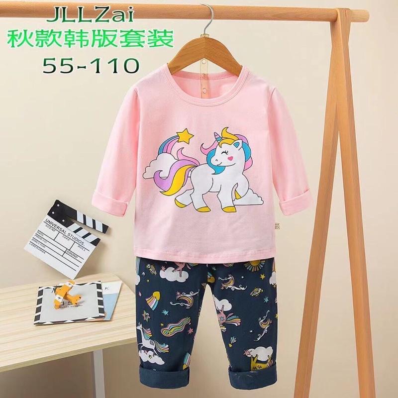 Đồ bộ dài tay xuất hàn với chất cotton cho bé trai bé gái từ 8-33kg