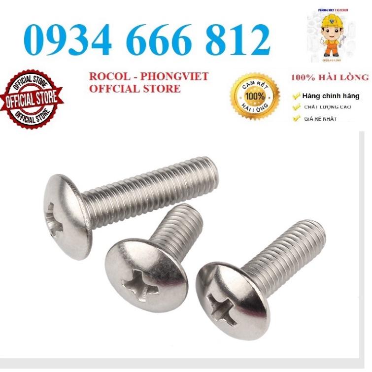 Combo 50c vít pake đầu dù thân bulong INOX 304 M6, M6X20, M6X25