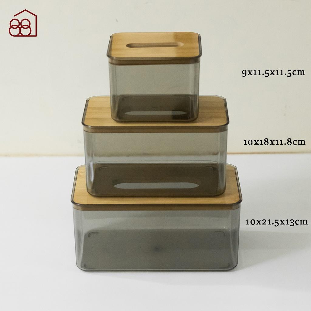 Hộp Đựng Giấy Ăn Trong Suốt Nắp Gỗ Sang Trọng Cứng Cáp