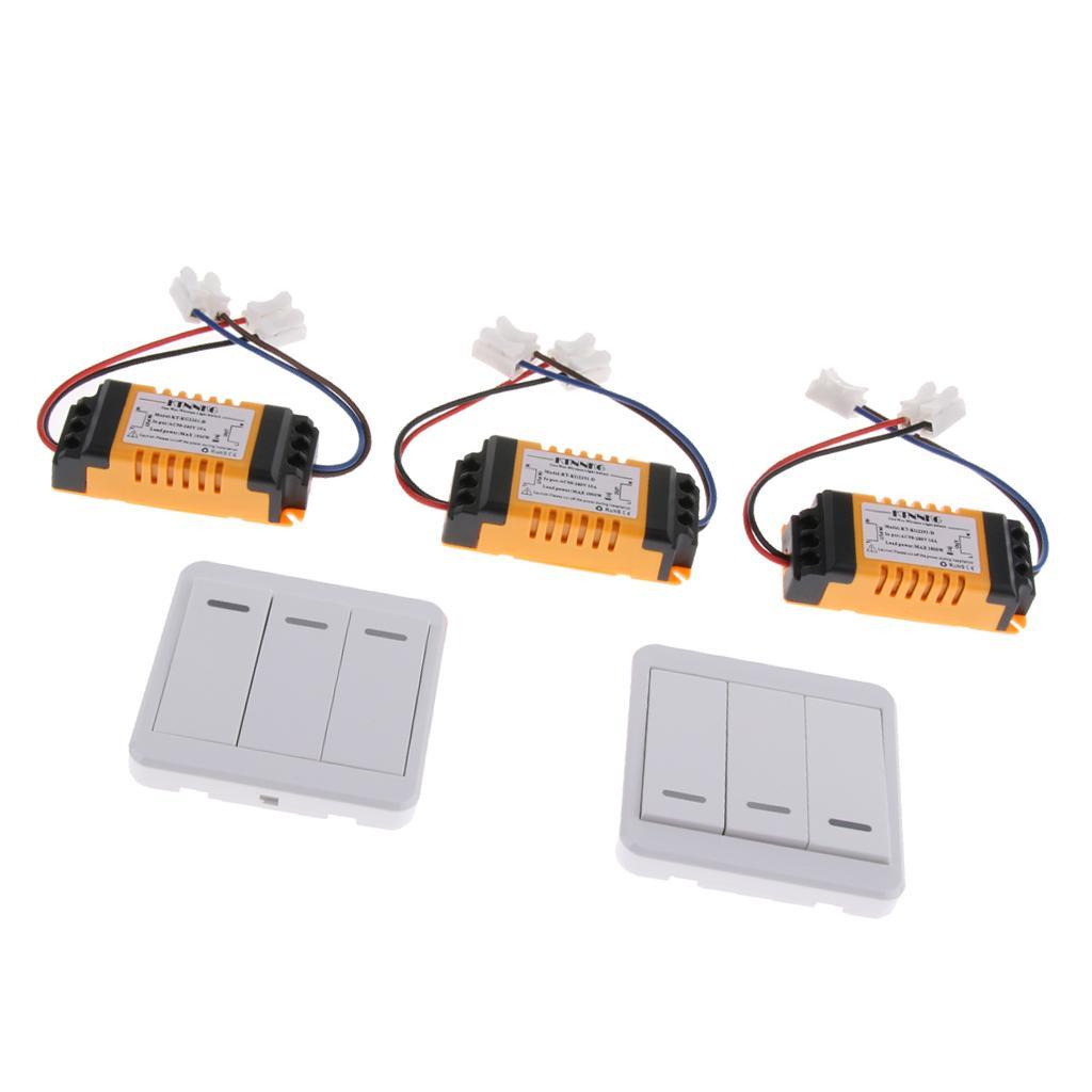 3 Channel Wireless Remote Control Switches on/off Kits  90-250V 433MHz