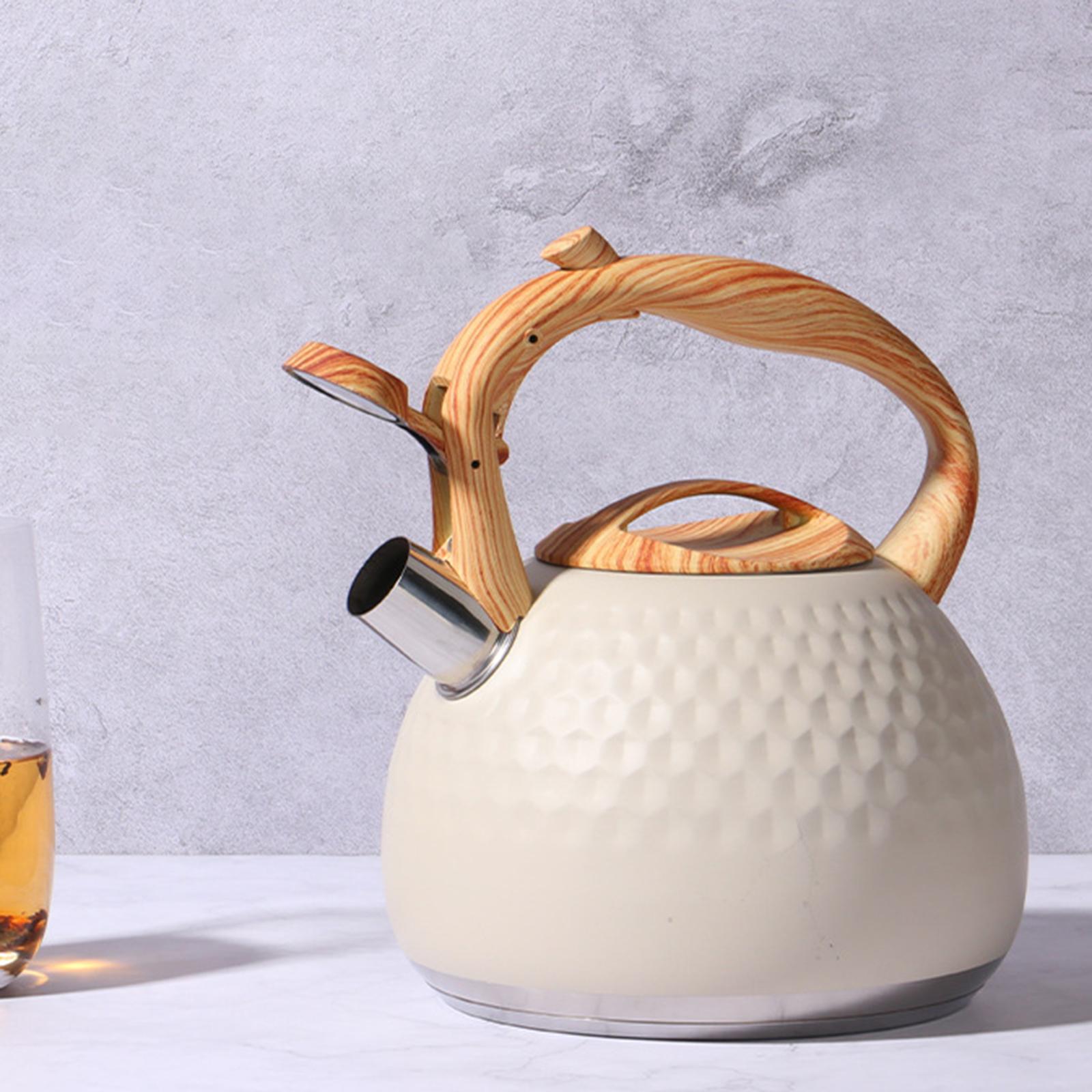 Tea kettle top stainless steel white beige