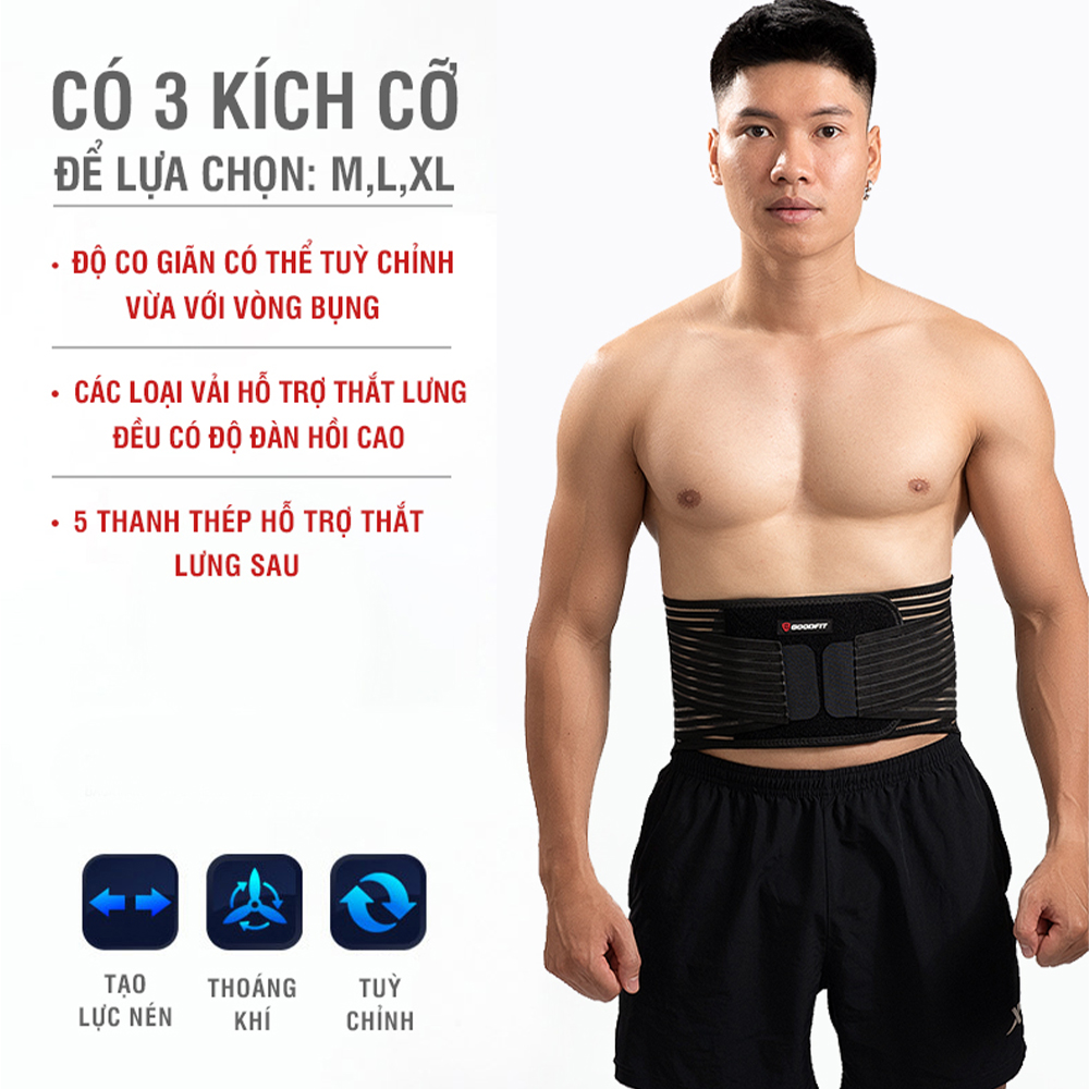 Đai lưng cột sống thoáng khí, có thanh nẹp GoodFit GF725WS đai cột sống giảm chấn thương lưng, cột sống