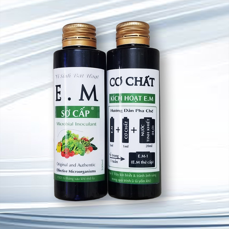 Chế phẩm E.M Sơ Cấp &amp; Cơ Chất kích hoạt (100ml/lọ)